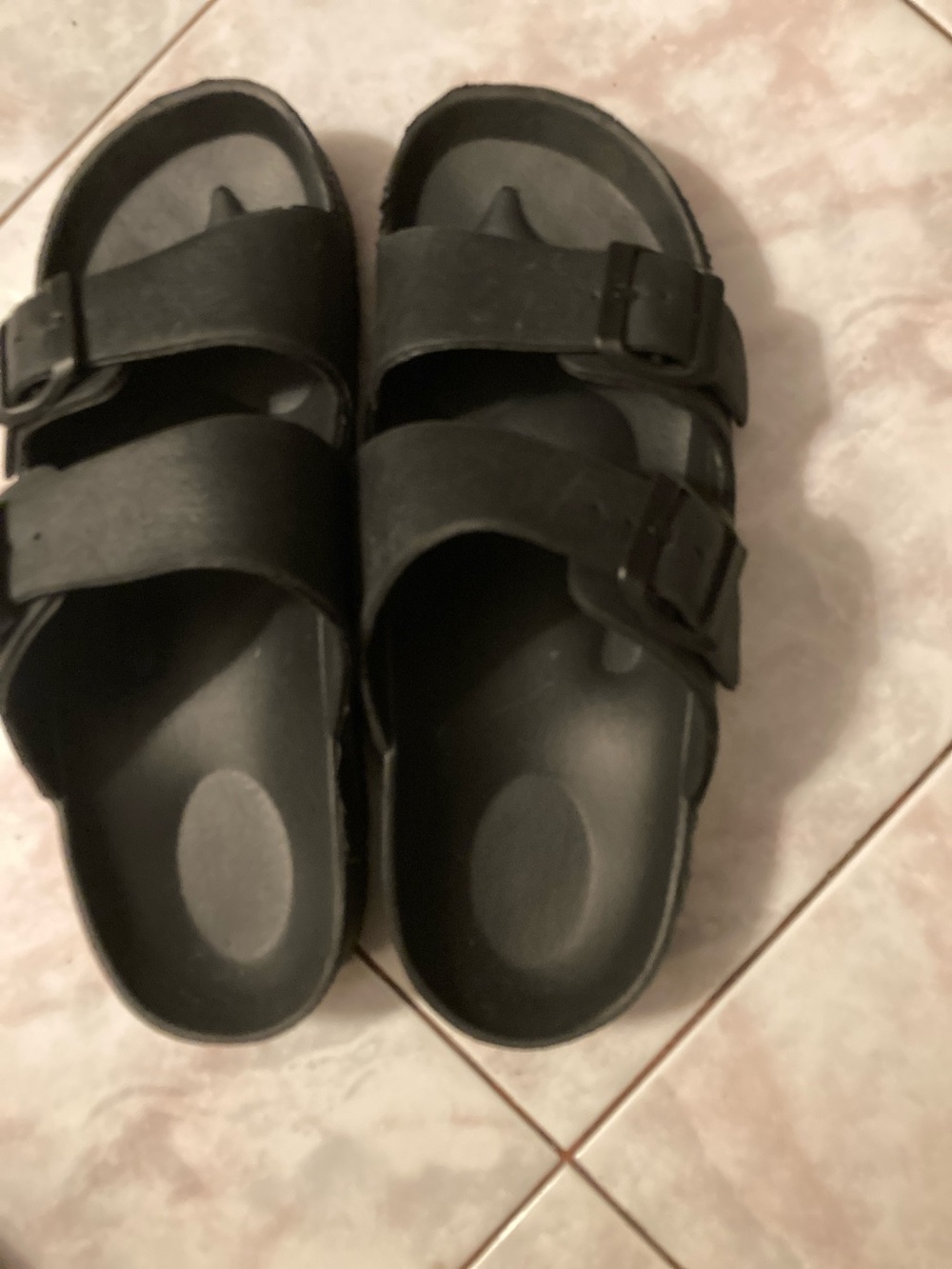 Source Unknown Black Double-Buckle Slip-On Sandals